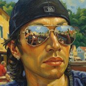 Painted portrait of Tomoya Nagasawa, founder of Cero Milisegundos.